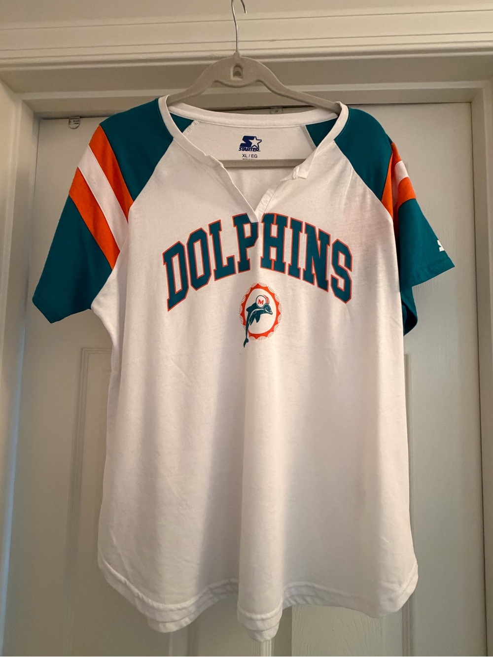 Miami Dolphins Women White Teal & Orange Tee - Worn Once